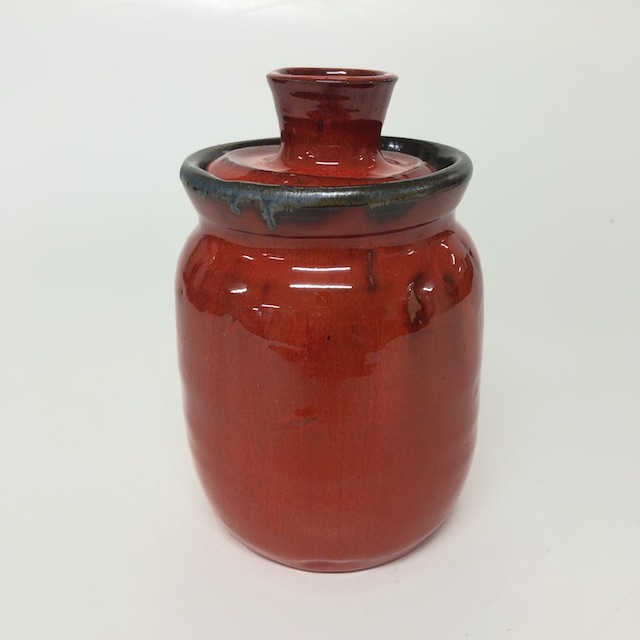 CANNISTER, Red Glazed Storage Jar